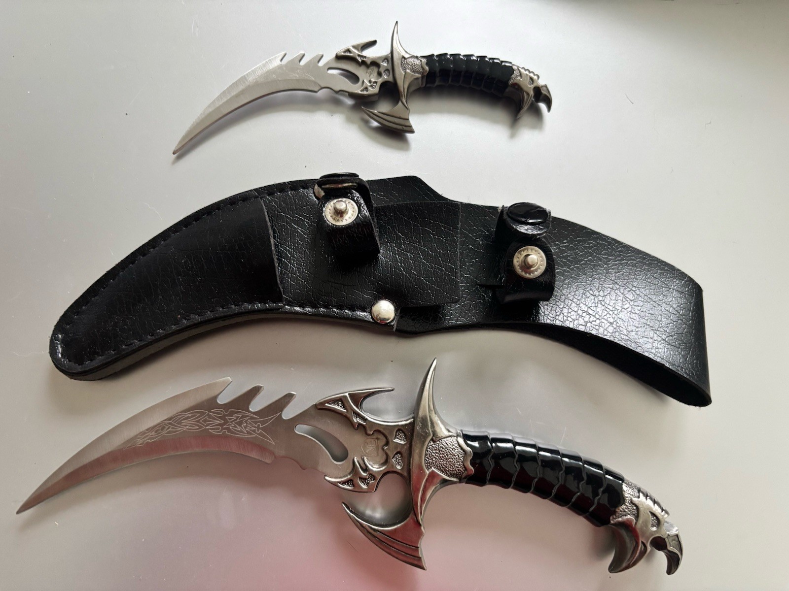 Draco Fixed Blade Knives, Highly Decorative, Martial Arts Style