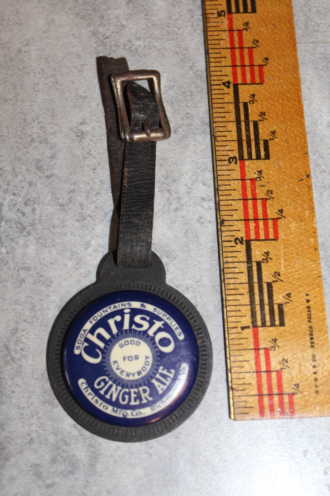 RARE CHRISTO GINGER ALE RICHMOND VIRGINIA WATCH FOB