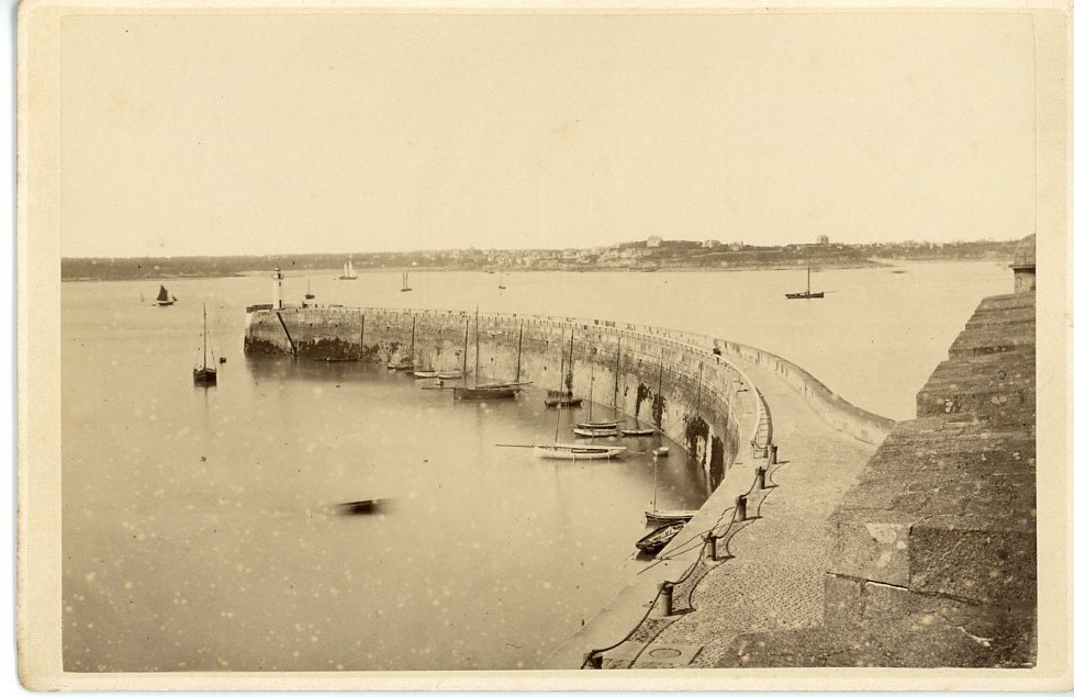 E. Oblin, France, Saint-Malo - Les mole des noires vintage albumen print, card E. Oblin, France, Saint-Malo - Les mole des noires vintage albumen print, card