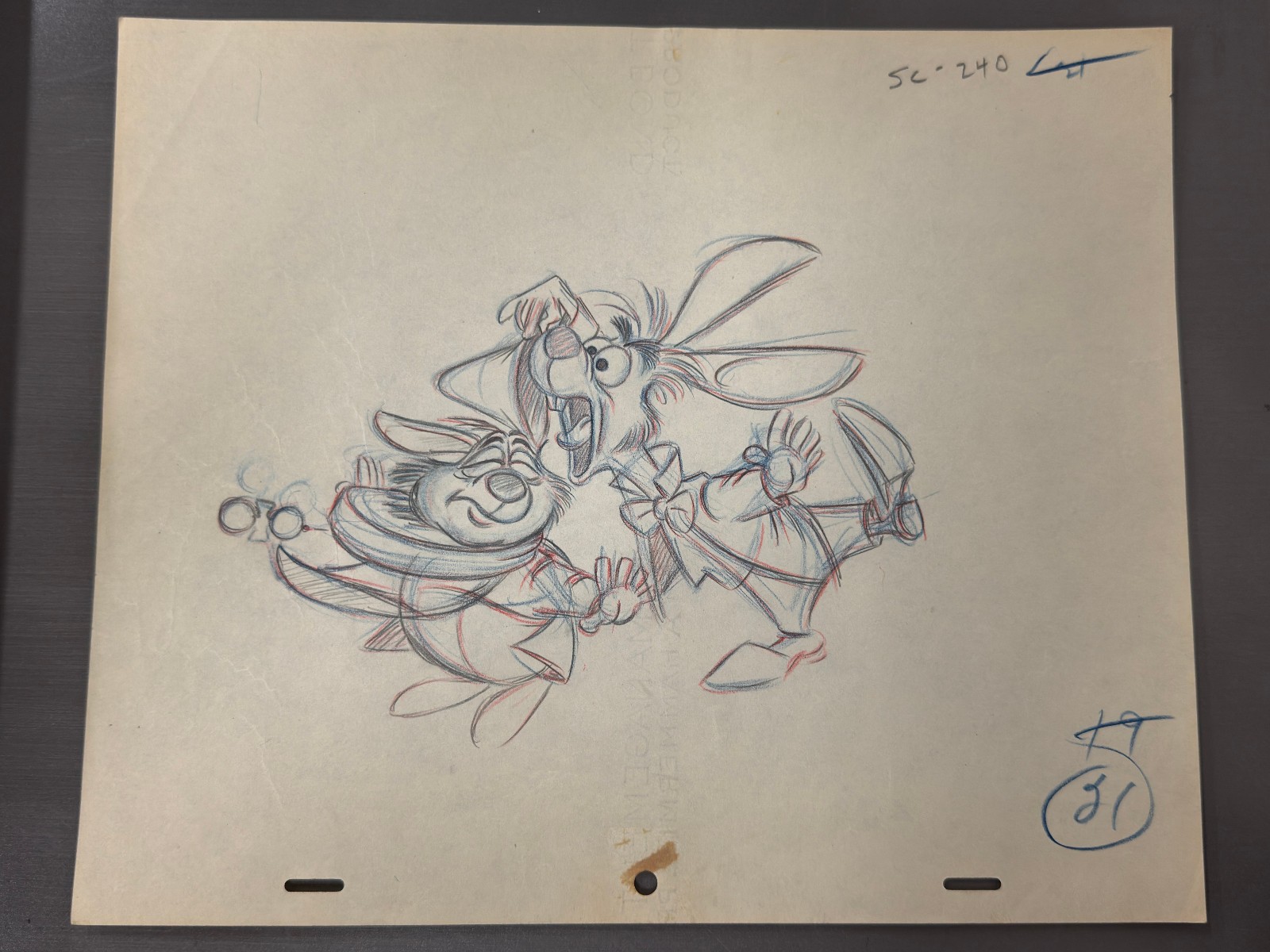 Alice in Wonderland Storyboard March Hare Disney Original Animation Drawing