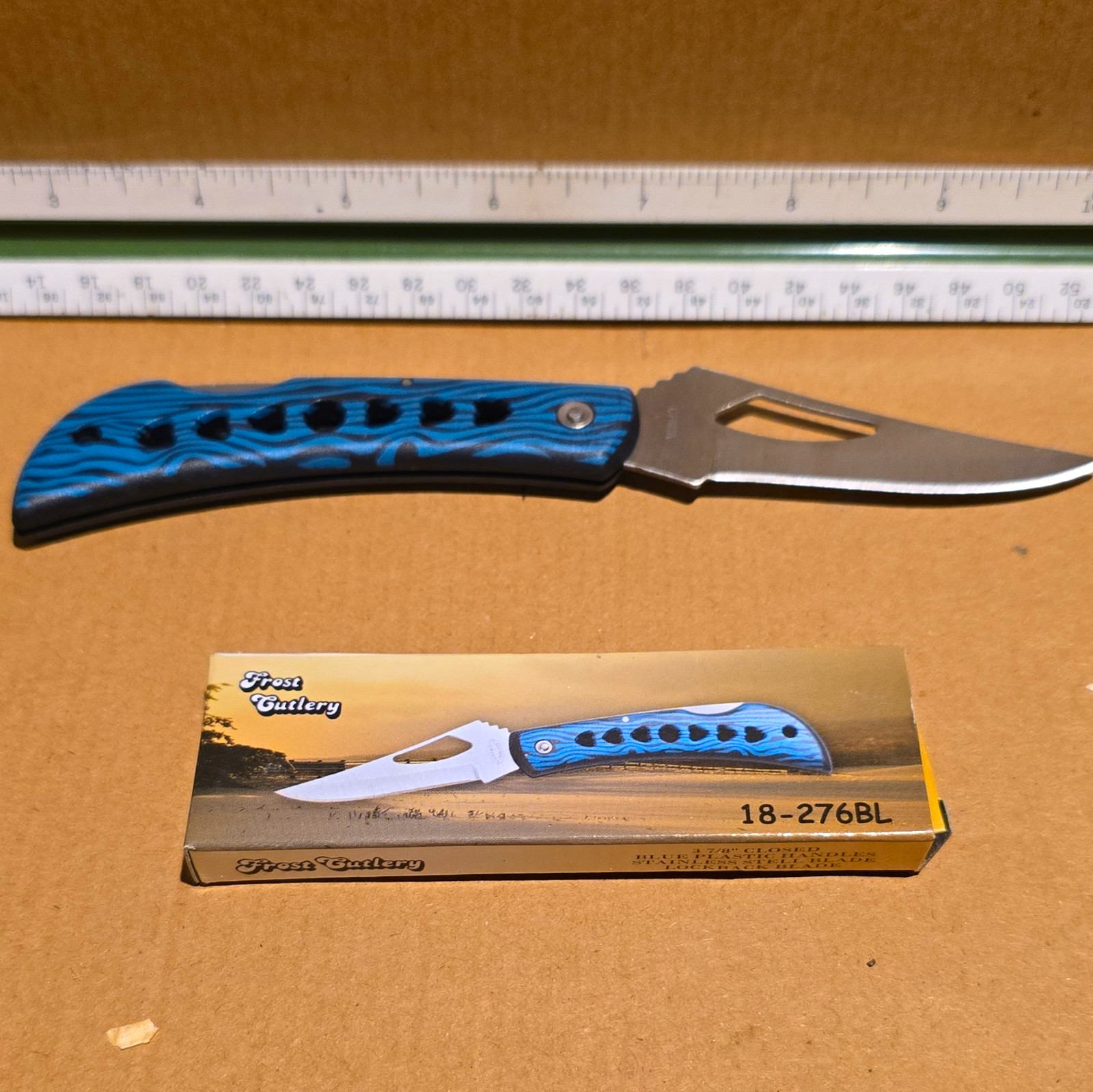 Frost Cutlery 18-276BL Lockback Pocketknife Clip Point Plain Blue Handle
