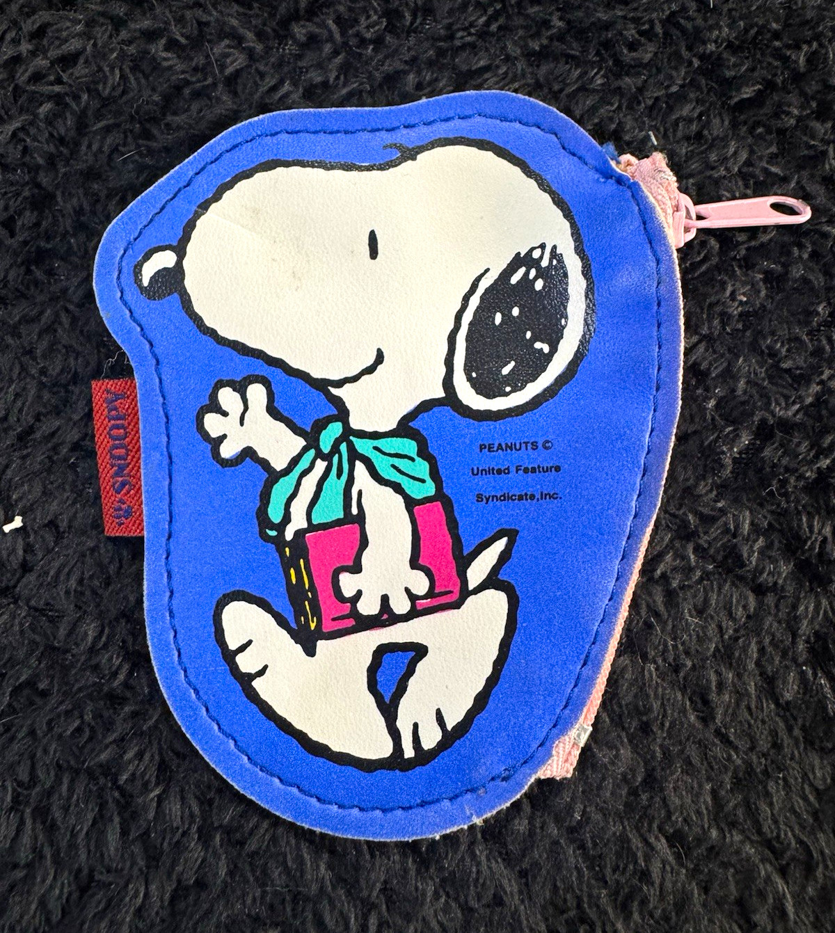 Vintage Snoopy Peanuts Fine Concept Blue Zipper Coin Purse UFS Rare