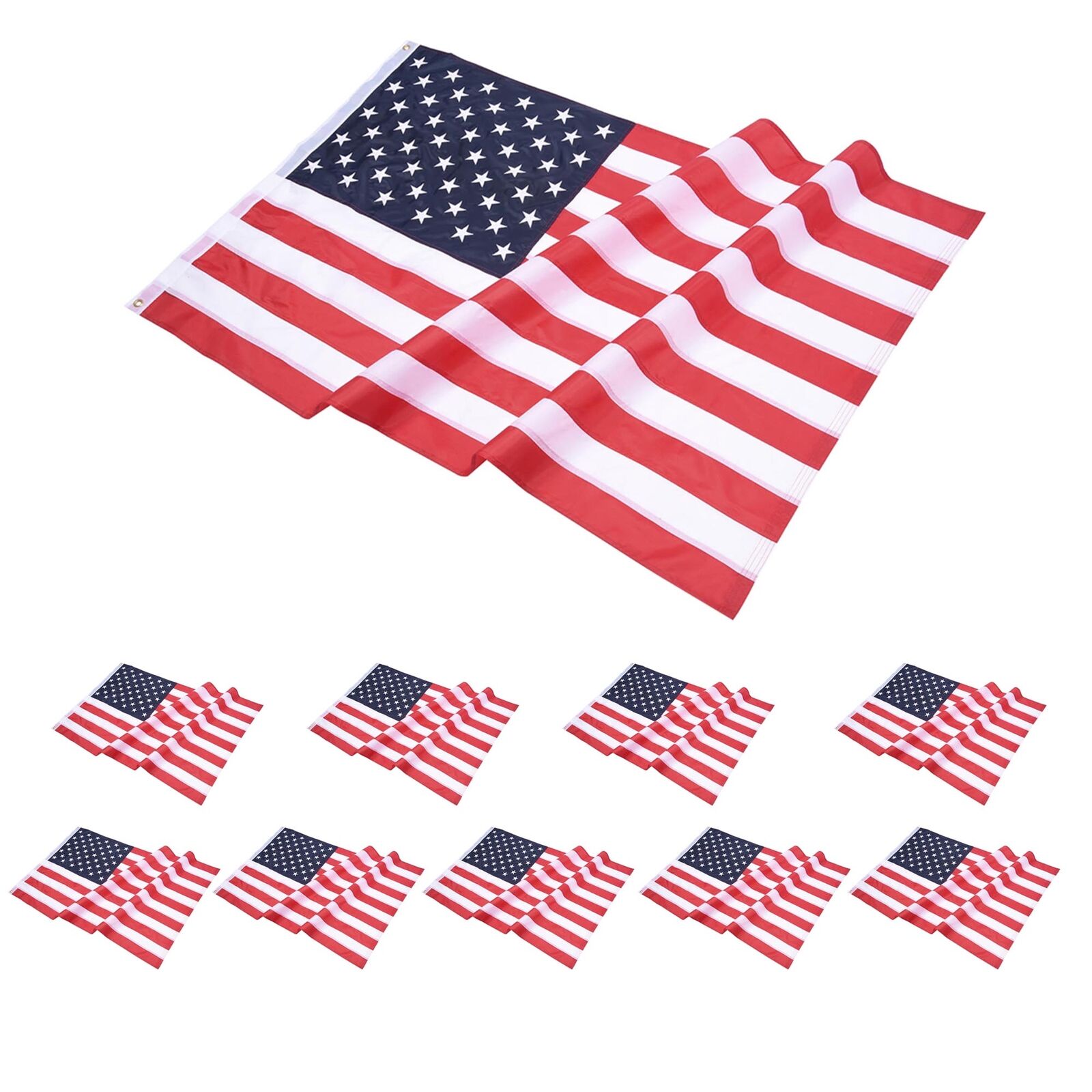 4x6 Ft US Flag Sewn Stripes Polyester Oxford Fabric Fade Resistance Yard 10 Pack
