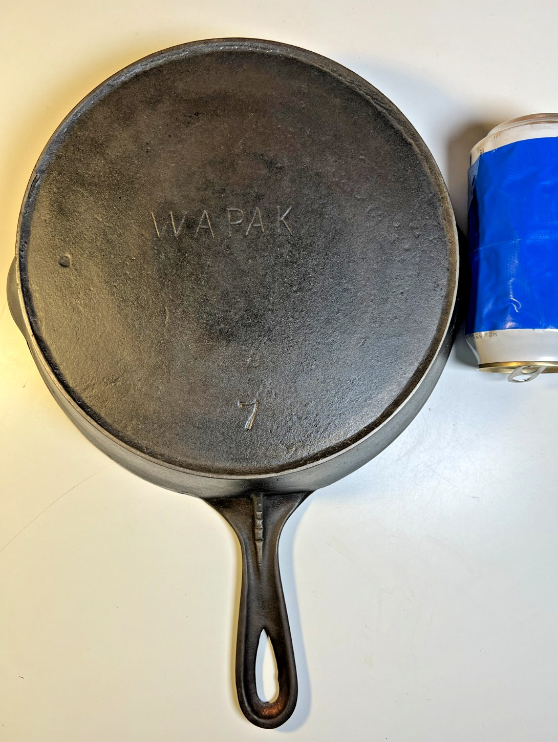 Antique Wapak #7 Cast Iron Skillet Pan Ghost 8 Molder Mark FLAT Wapakoneta Ohio