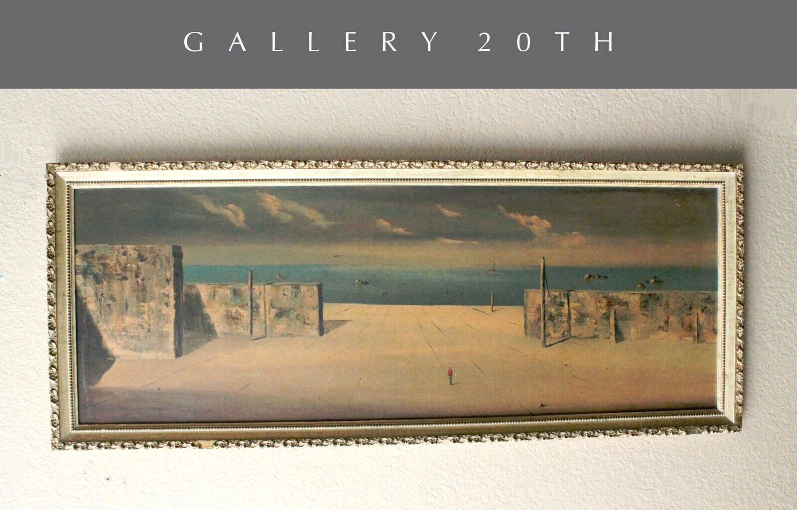 WOW VTG MID CENTURY J. STANCIN SURREALIST LITHOGRAPH PAINTING ABSTRACT MCM ART
