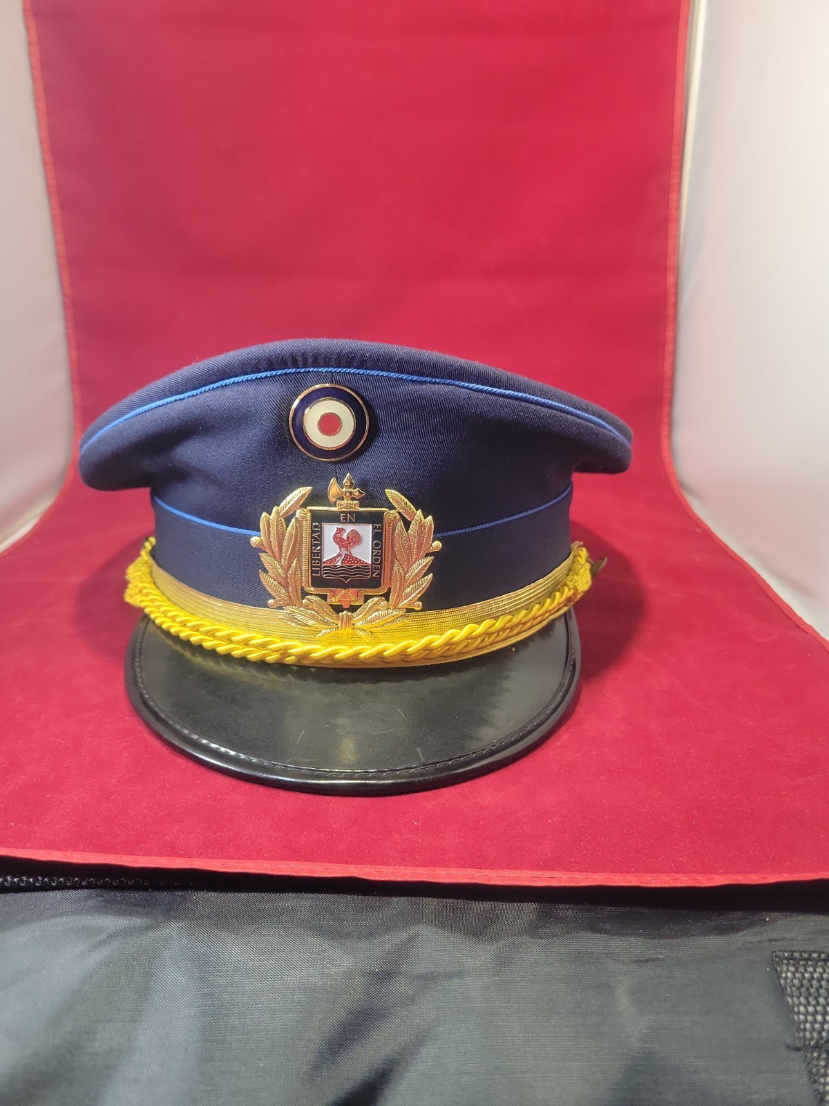 Vintage Uruguayan Police Officer Visor Peaked Cap Hat Size 58 - Equipol...