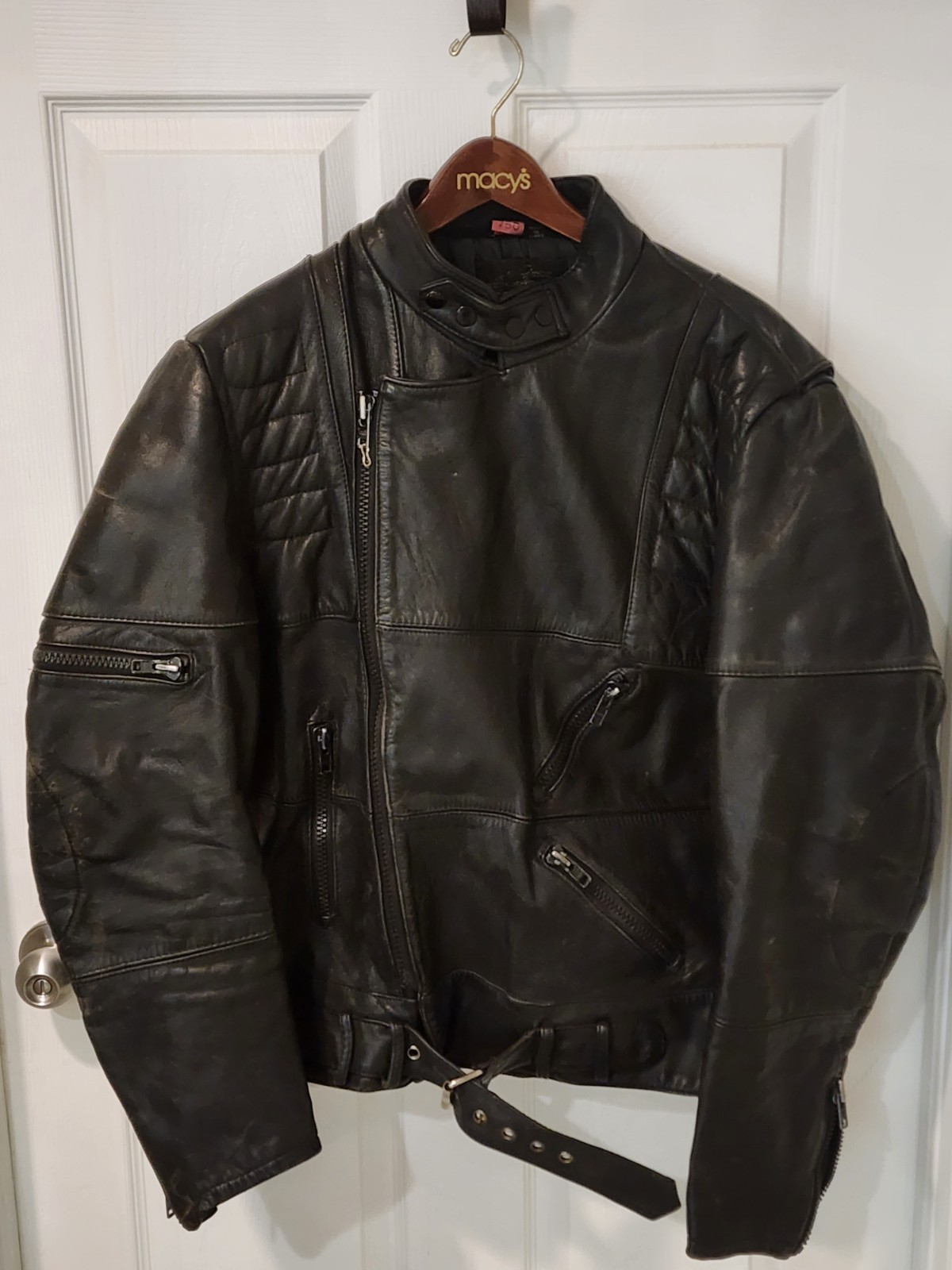 Vintage Harley Davidson Leather Moto Riding Jacket 48T Padded Belted Vintage Harley Davidson Leather Moto Riding Jacket 48T Padded Belted