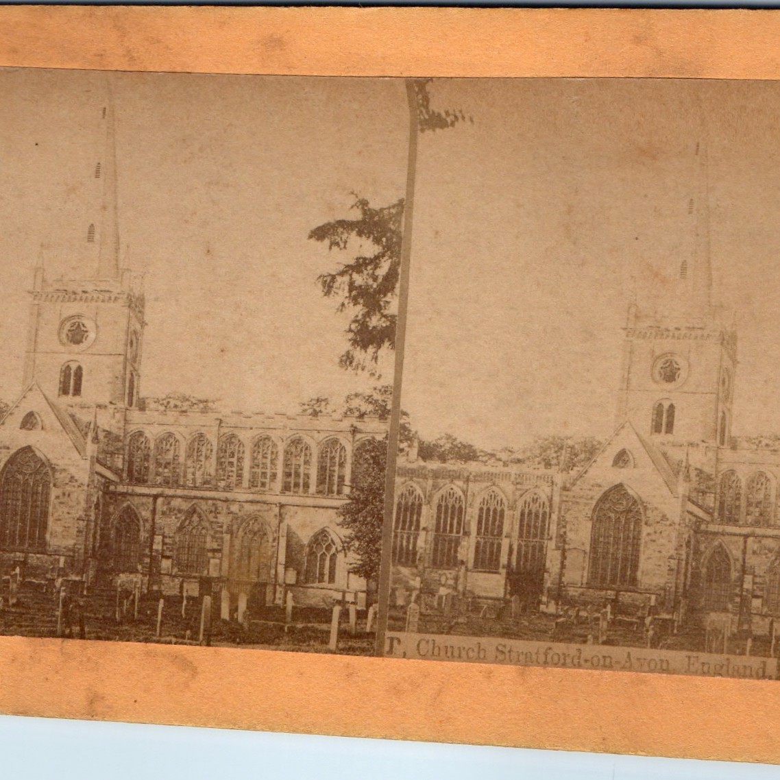 c1900s Stratford-on-Avon England Church European Series Antique Stereoview Photo