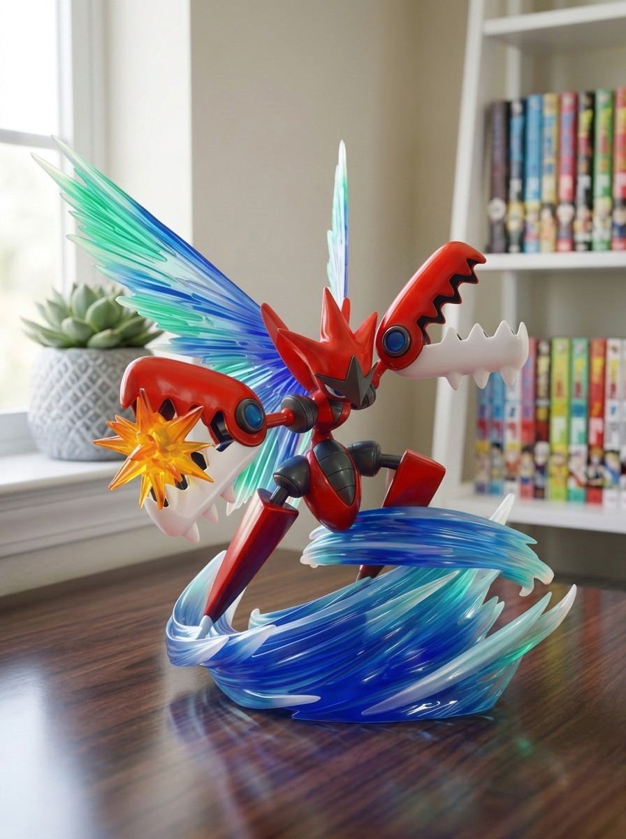 Pokemon Mega Scizor Statue Anime Action Figure Battle Diorama Model Collectibles