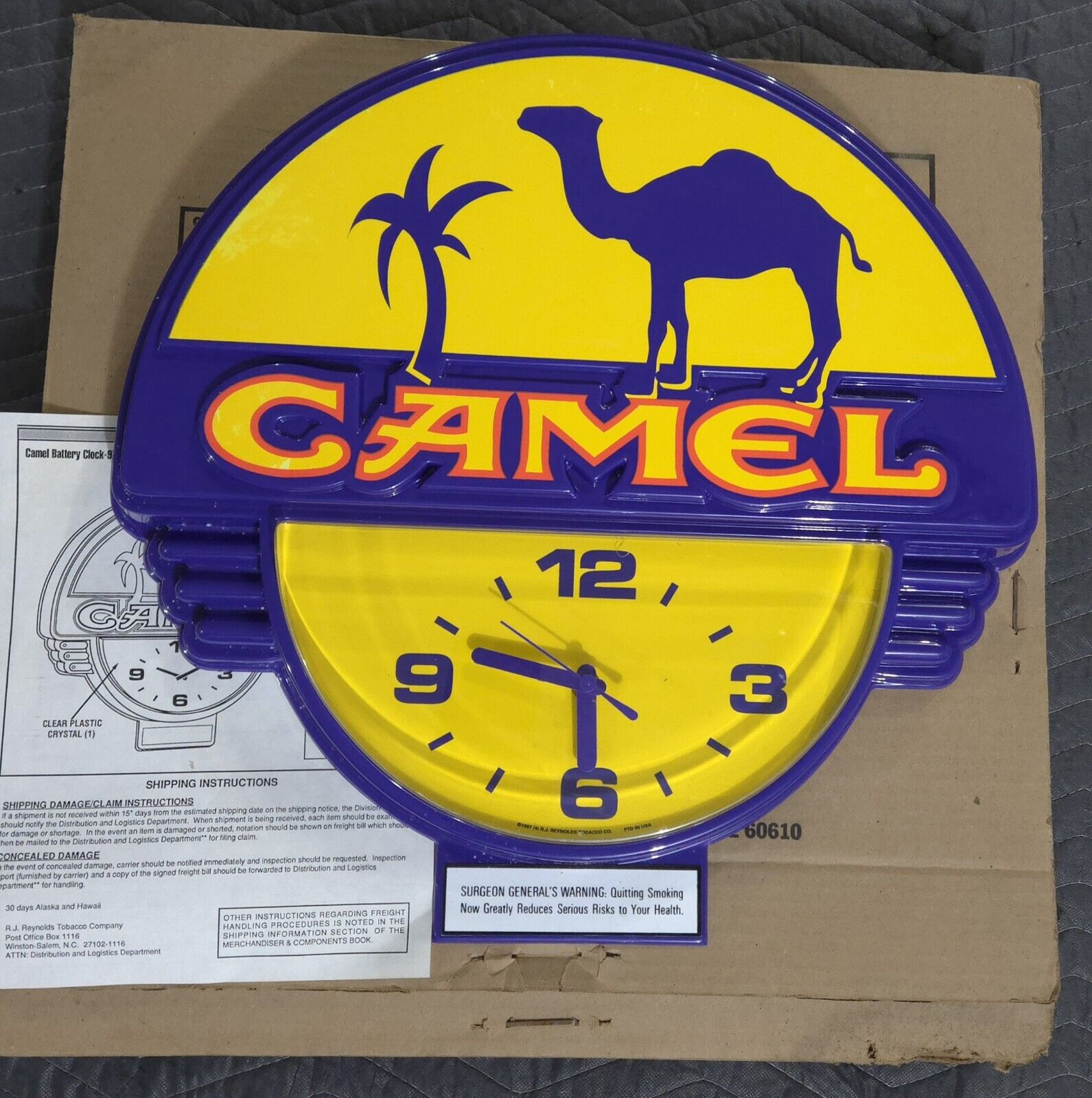 Vintage 1997 CAMEL Cigarettes Wall Clock Sign in box R.J. Reynolds Co. NIB