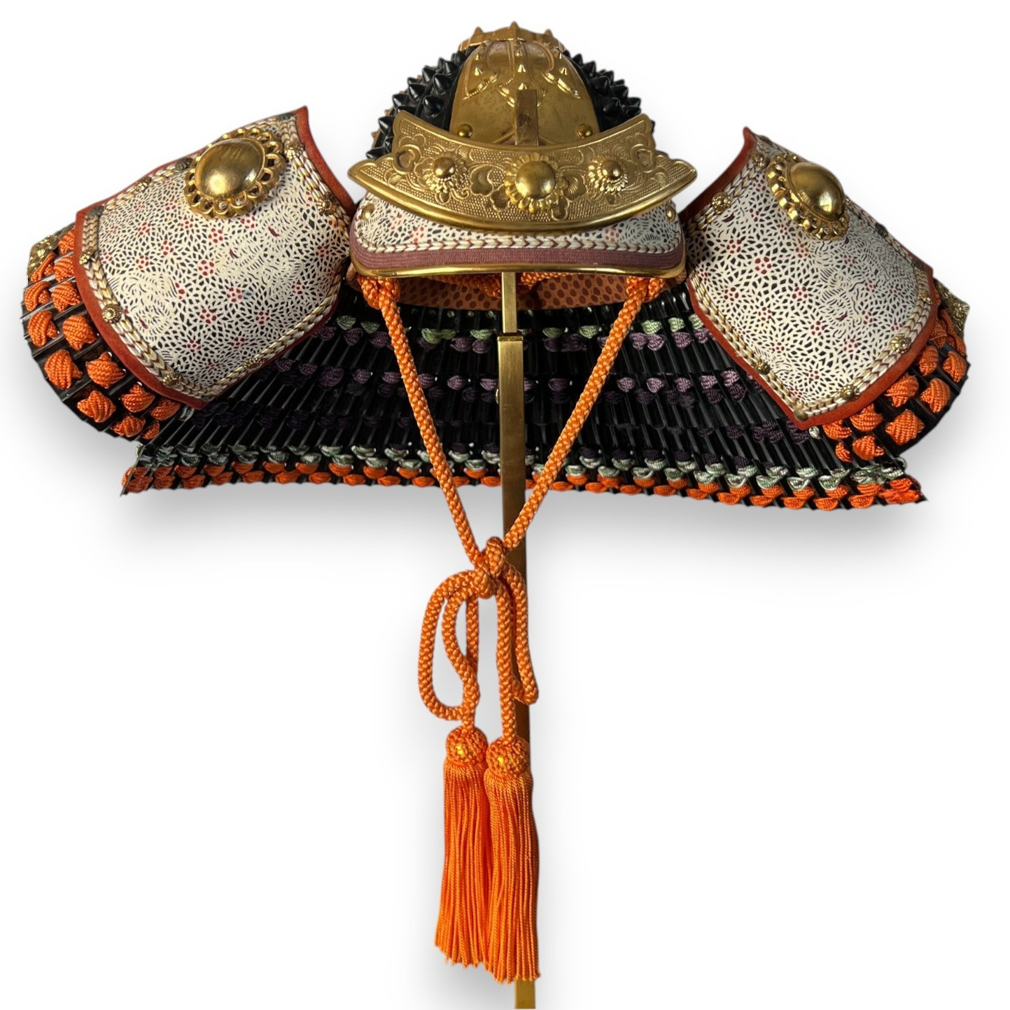 Vintage Japanese Samurai Kabuto Helmet Armor Collectible Shikoro Tassels Decor