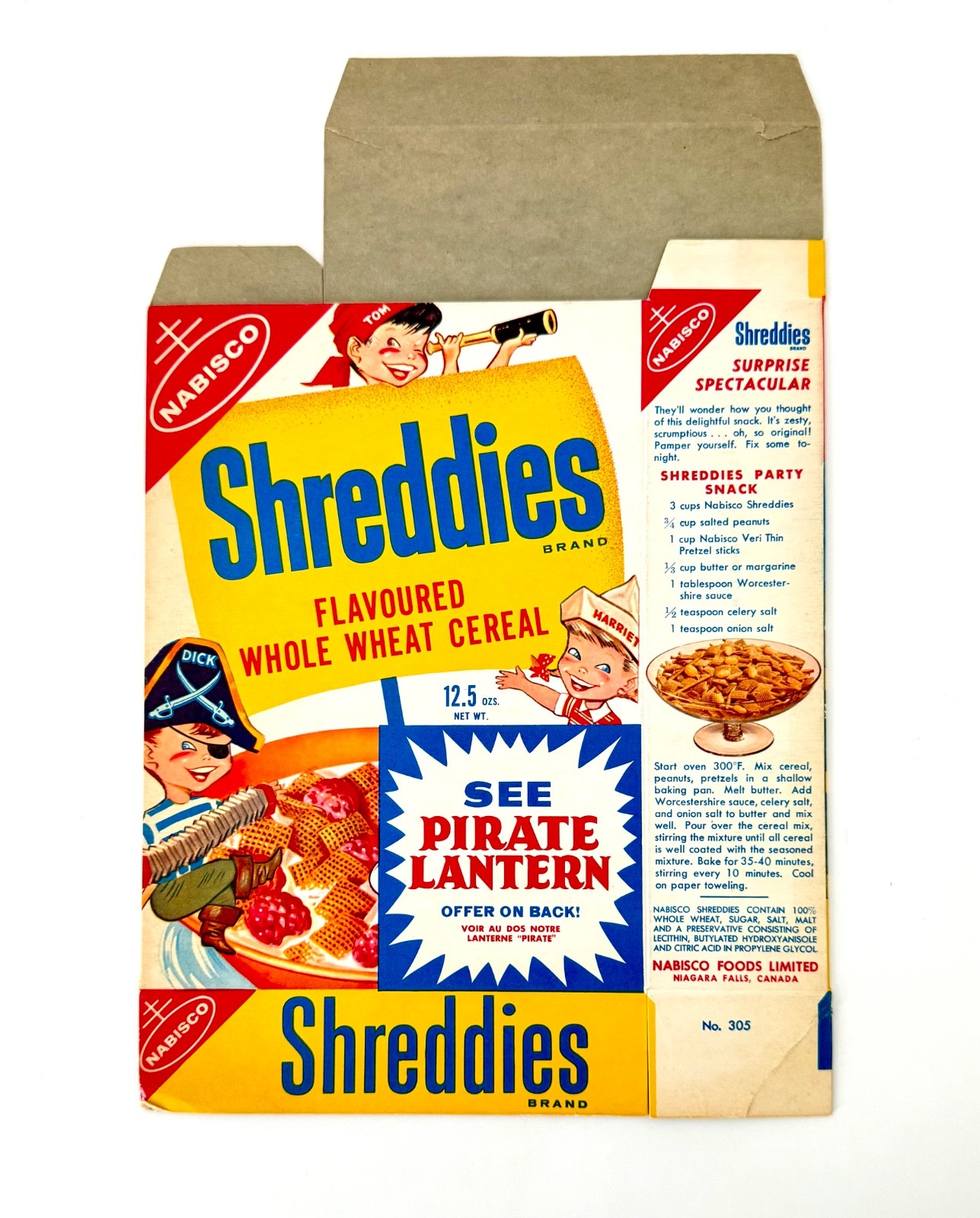 Vintage 1950s Nabisco Shreddies Cereal Box Pirate Lantern Premium Kids Food