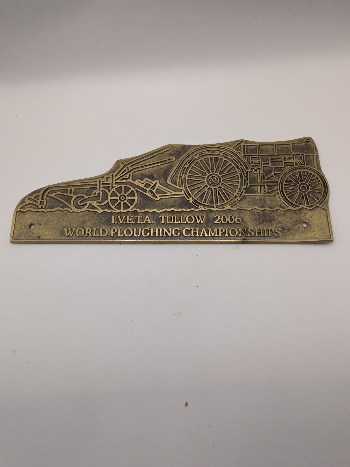 Large Vtg. IVETA Brass Plaque 2006 Tullow World Ploughing Champions hips Plate