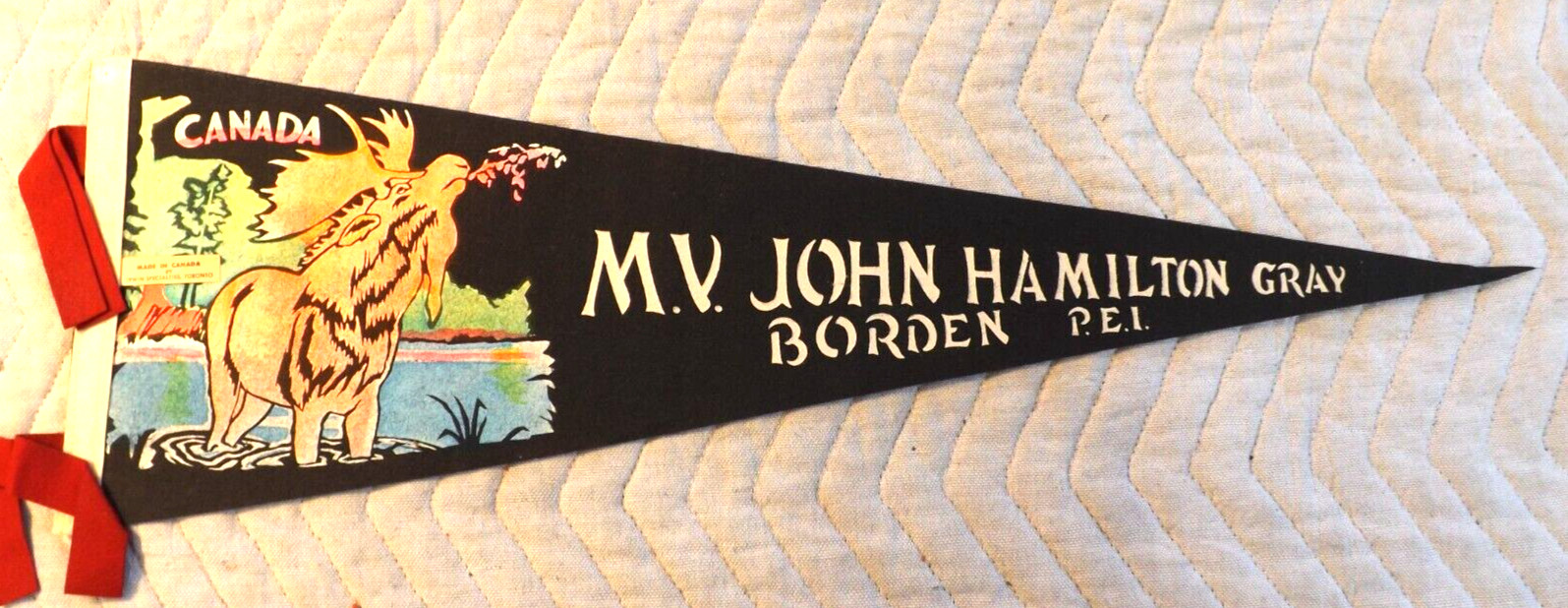 RARE VTG. 1960s M.V. JOHN HAMILTON GRAY BORDEN PEI CANADA PENNANT 22