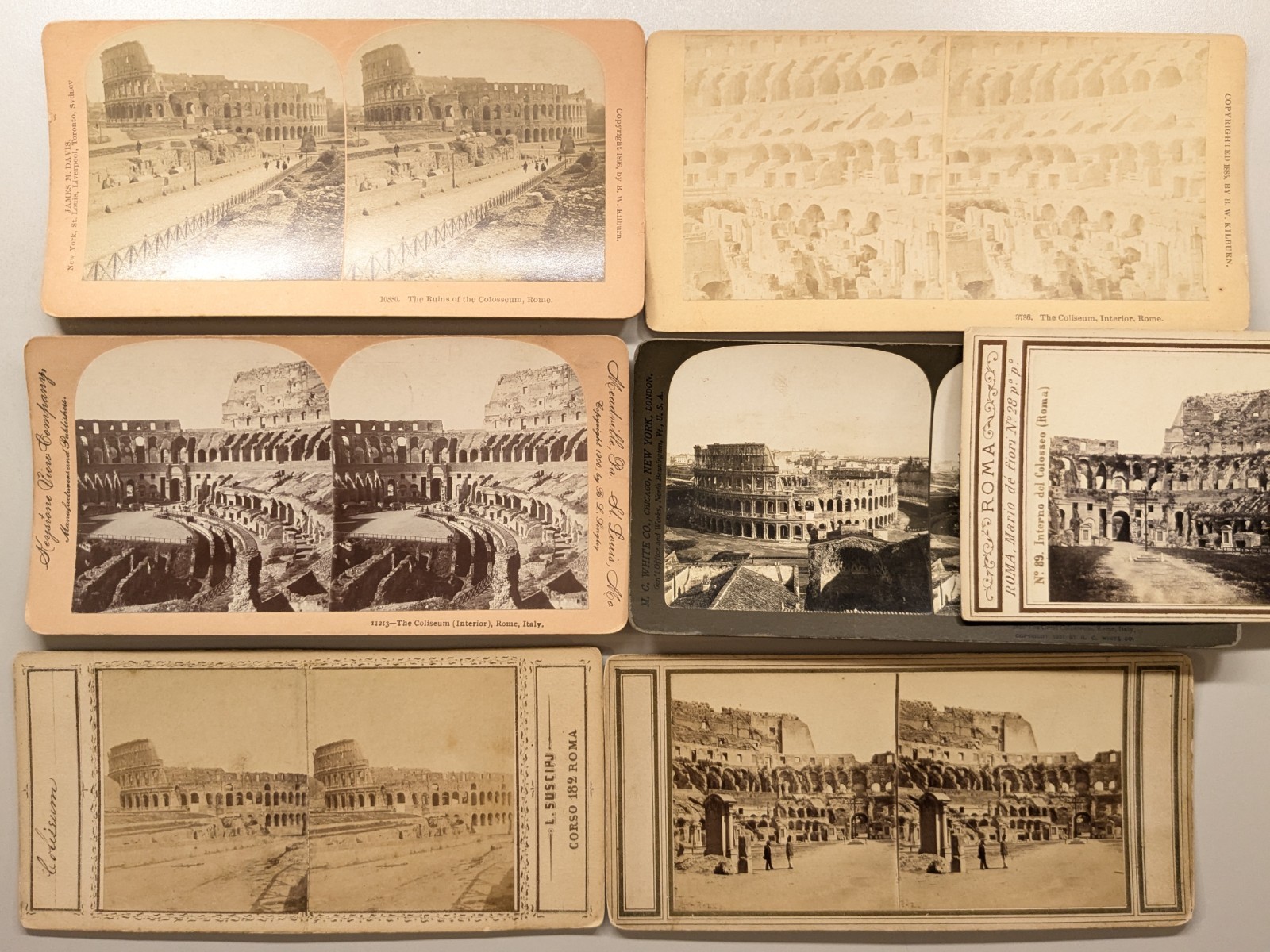 (7) Italy Stereoview Photos Colosseum Sommer Behles Kilburn Keystone Suscipj