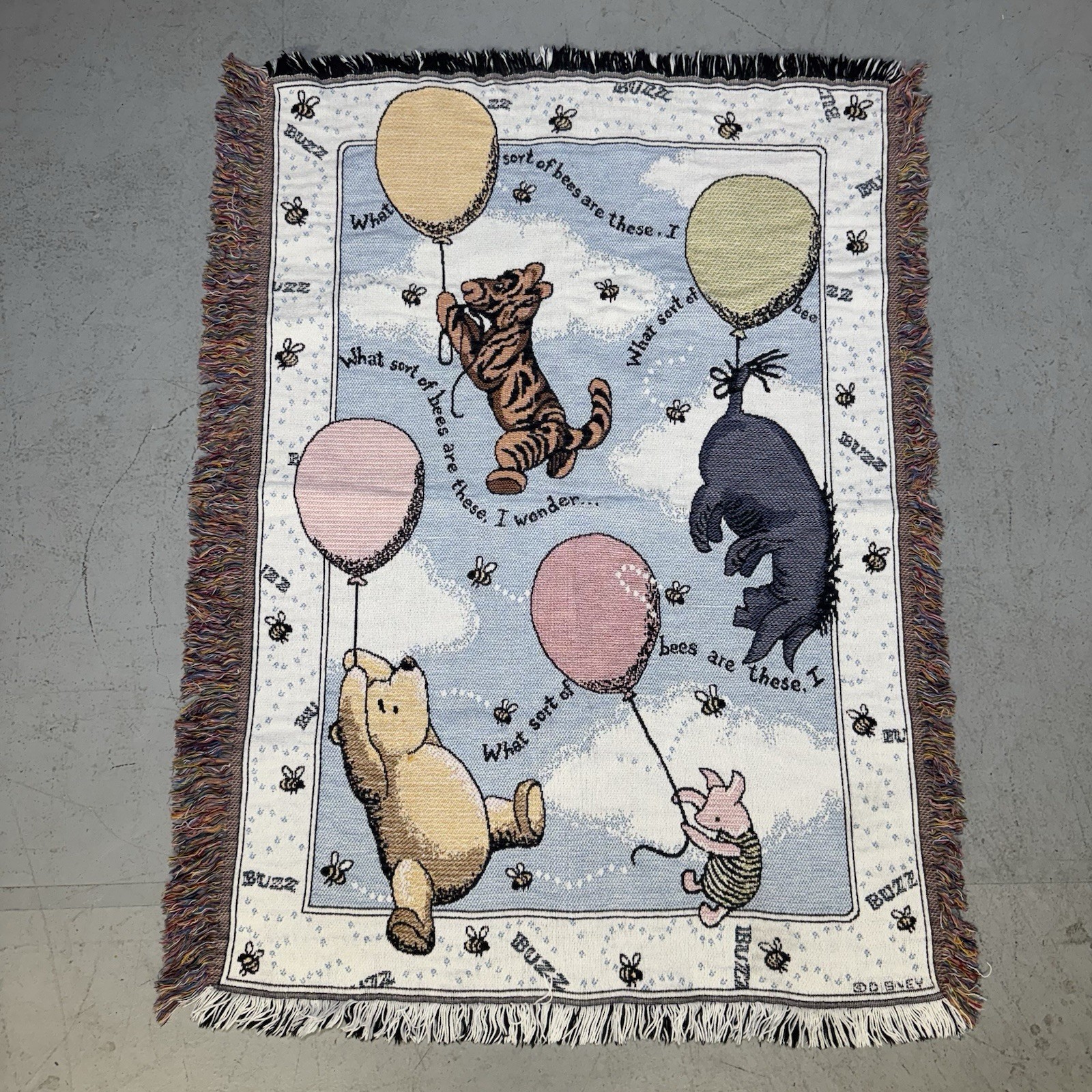 Vintage Disney Classic Pooh Tapestry Blanket Made in USA 34\ Vintage Disney Classic Pooh Tapestry Blanket Made in USA 34\