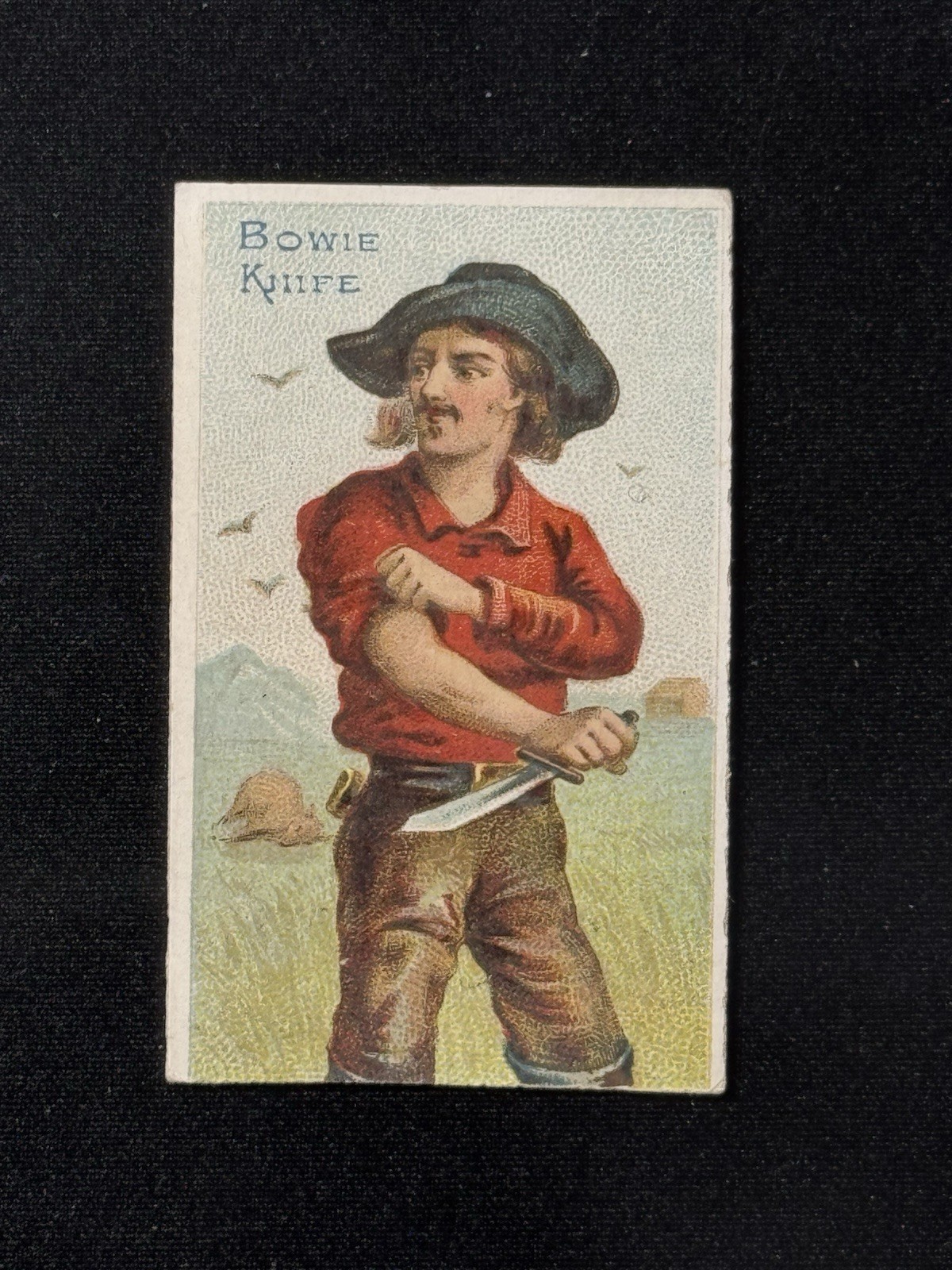 1887 N3 Allen & Ginter Cigarettes ARMS OF ALL NATIONS - BOWIE KNIFE - Trimmed Ad