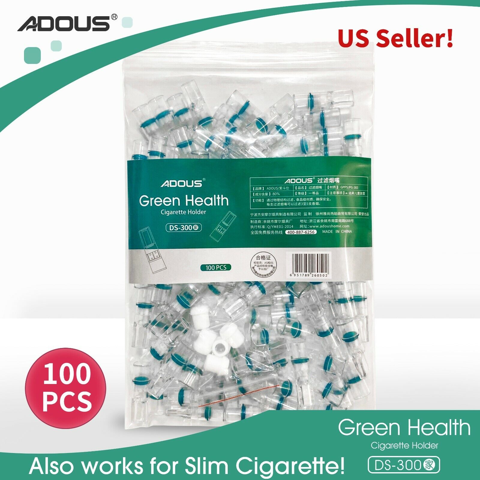 Adous 400 Pcs Tobacco Cigarette Filter Bulk Holder Tar With Slim Convert 4-Pack