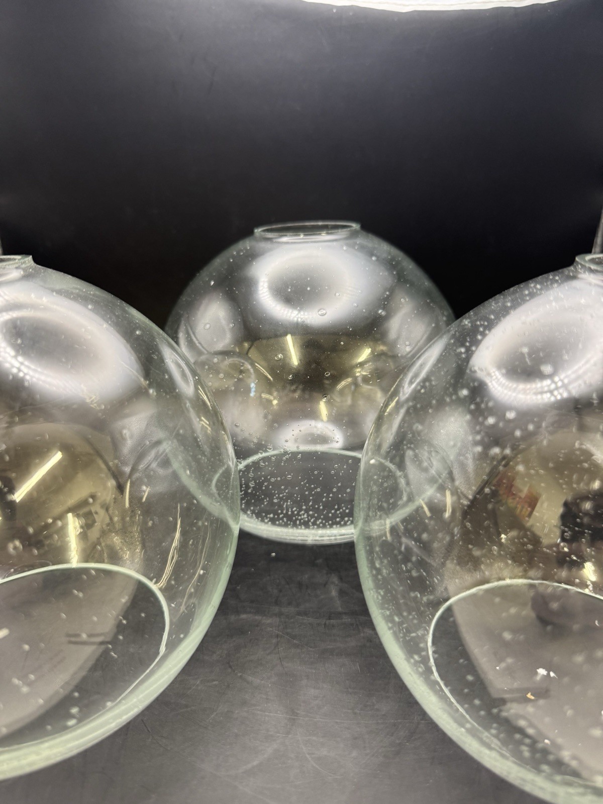 VINTAGE 8” GLASS GLOBE WITH AN AIR BUBBLE PATTERN (Set of 3)