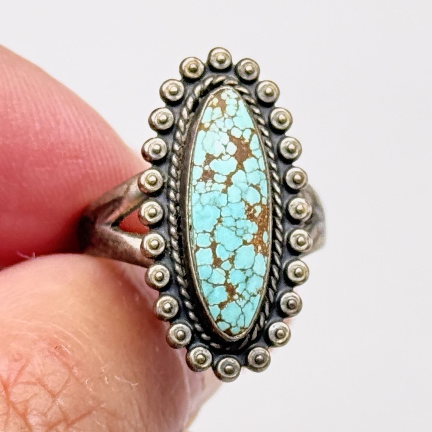 Vintage Southwestern Turquoise Sterling Silver Ring Size 6