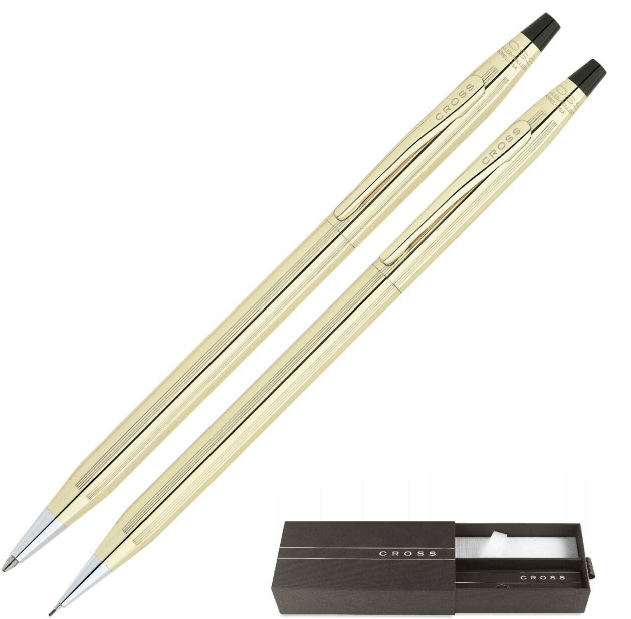 Cross 10k Gold Set Ballpoint Pen & 0.5mm  Pencil  New In Box, Warranty #450105