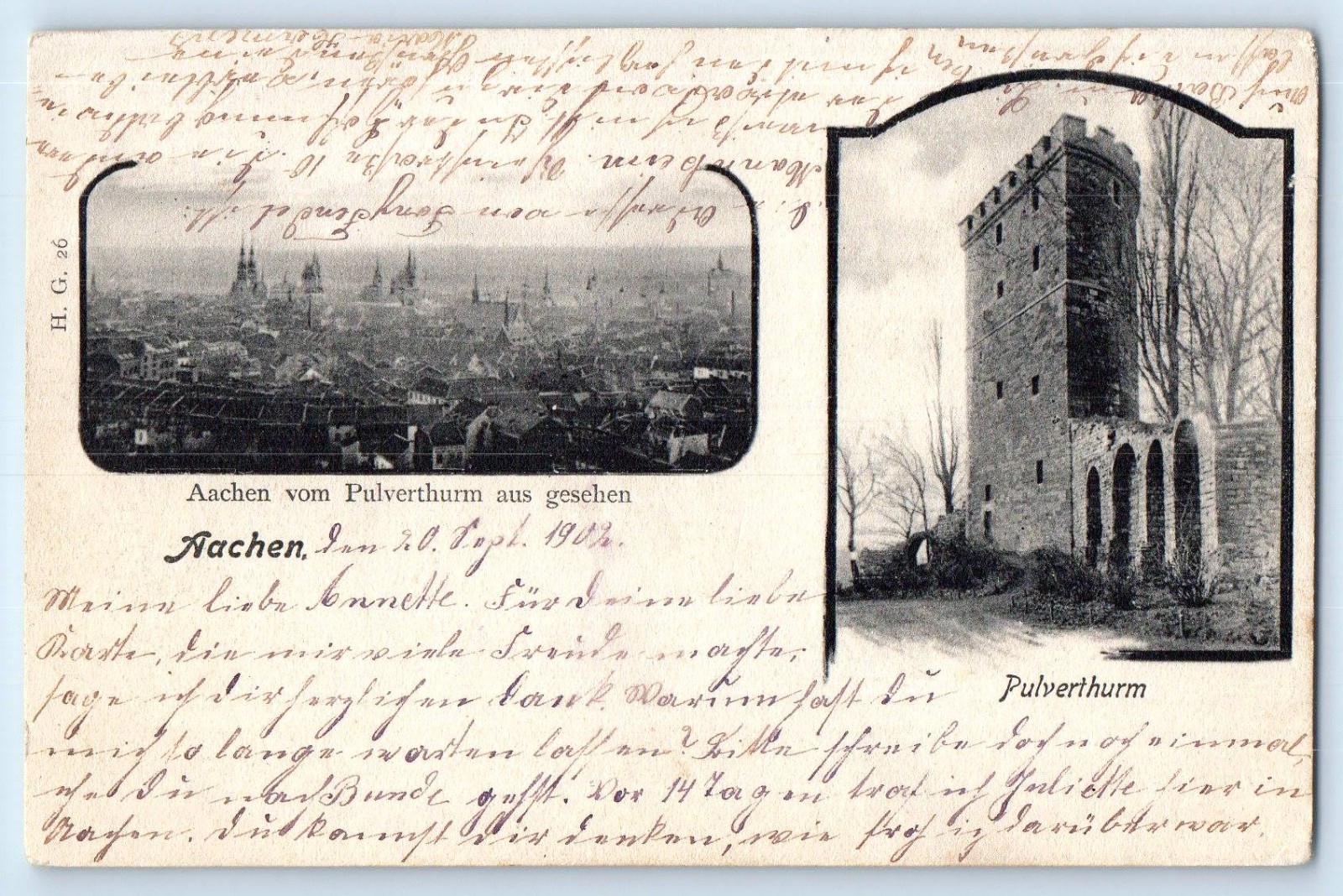 North Rhine-Westphalia Germany Postcard Aachen seen from the Powder Tower 1902
