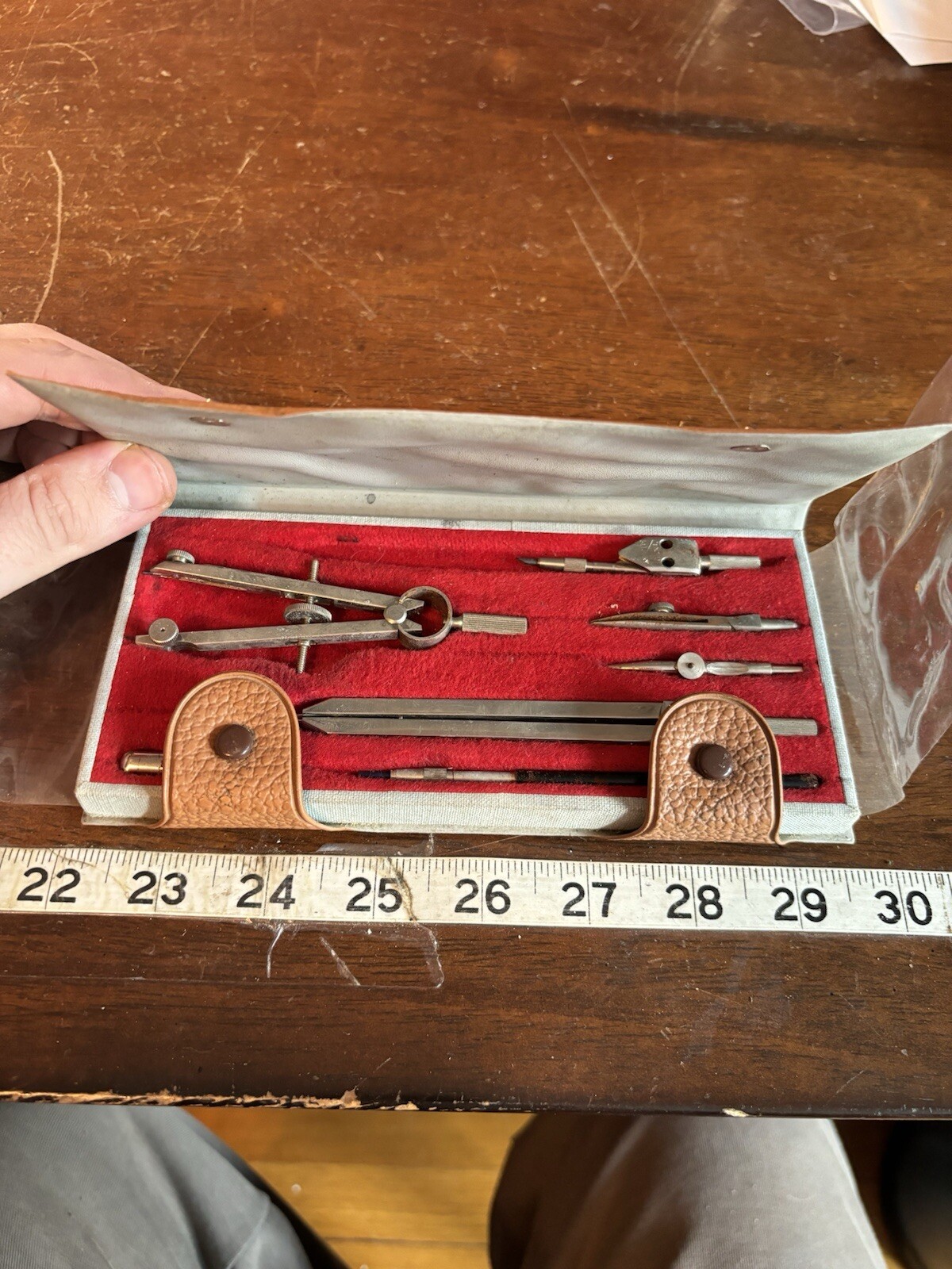 TACRO 2118 VINTAGE METAL DRAFTING TOOL SET CASED