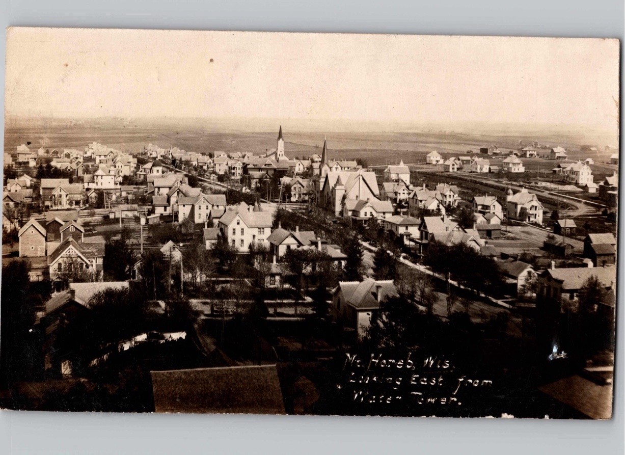 c1910 Birdseye View Mt Horeb Wisconsin WI RPPC Real Photo Dane County Postcard c1910 Birdseye View Mt Horeb Wisconsin WI RPPC Real Photo Dane County Postcard