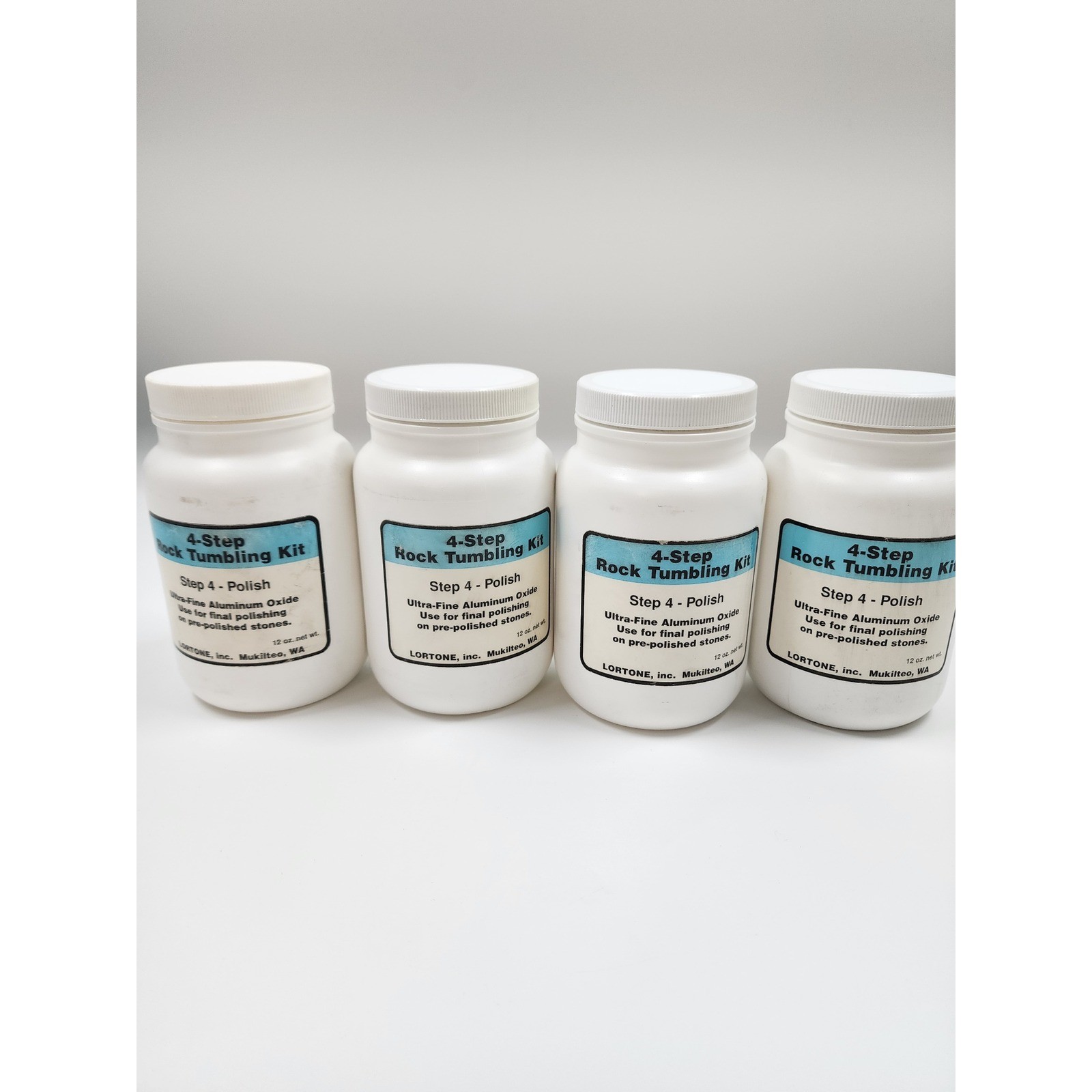 Lortone Step 4 Polish Ultra-Fine Aluminum Oxide Rock Tumbling Grit 12oz 4 Pack