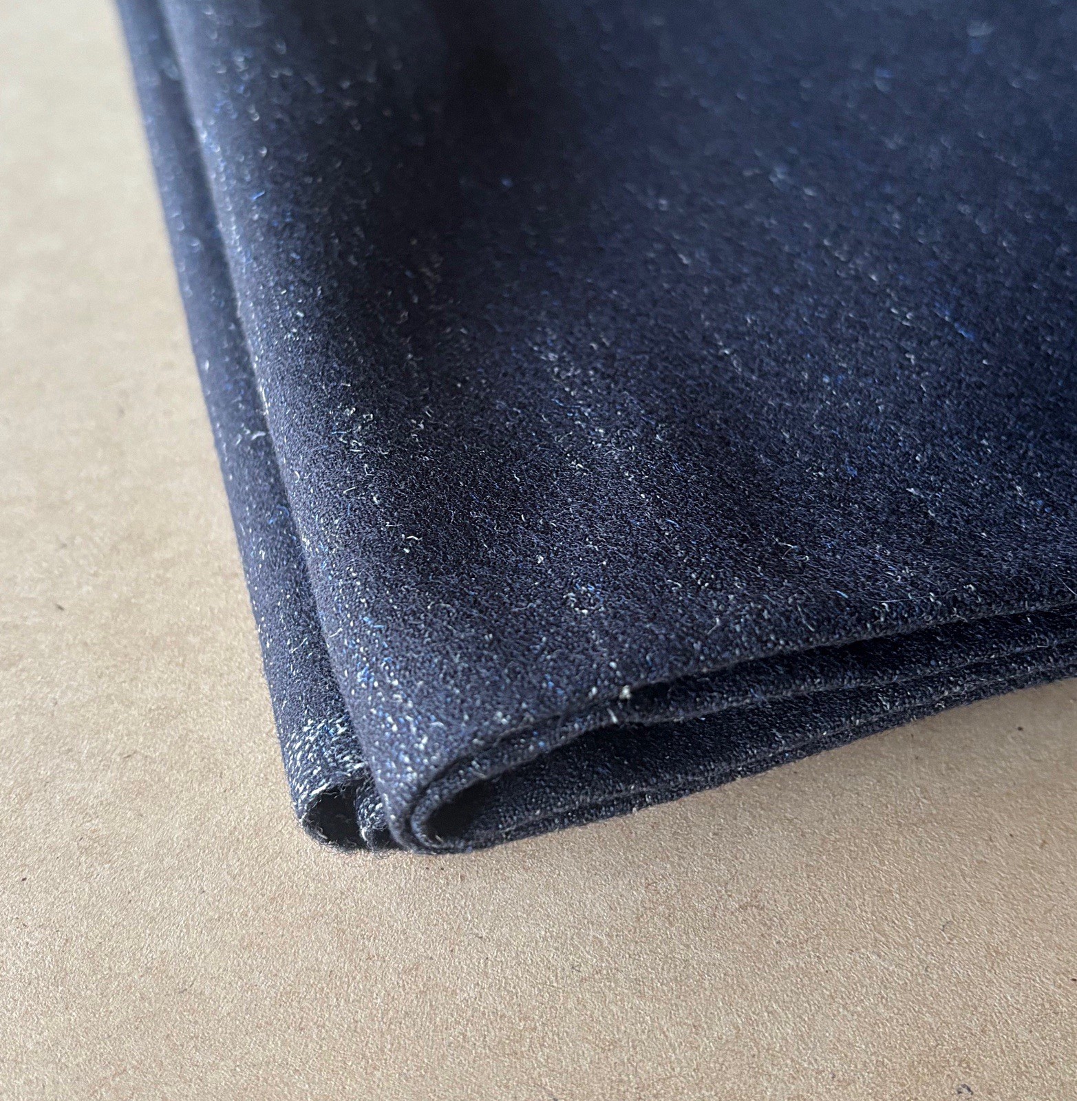 Vintage Deadstock English Wool Fabric Deep Blue Floated Thread 1yd