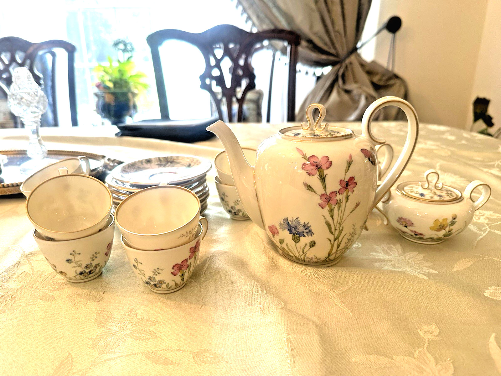 Vintage Tea Set Franconia Krautheim Bavaria Selb Meadow Flowers 21 Pieces Mint