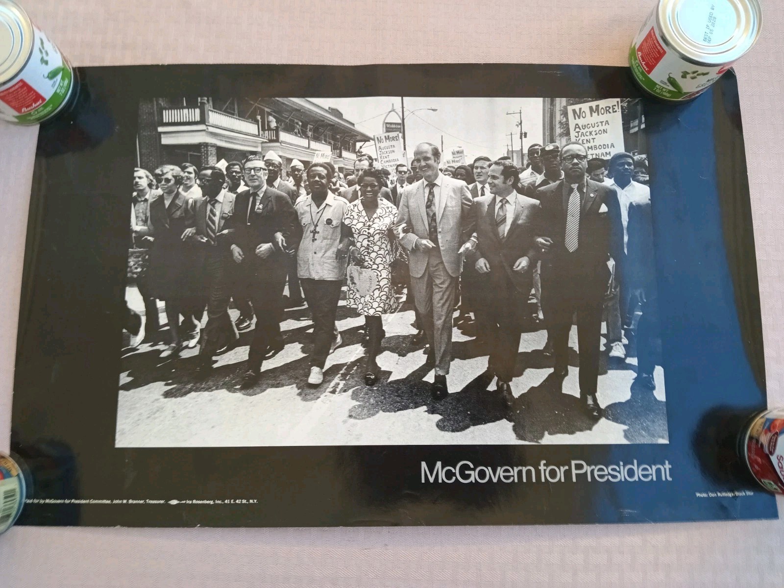 Vintage 1972 George McGovern For President Civil Rights March Campaign Poster