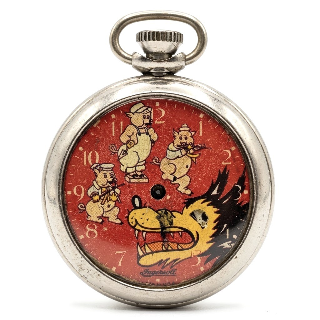 1934 Ingersoll Big Bad Wolf Pocket Watch Walt Disney *READ* 1934 Ingersoll Big Bad Wolf Pocket Watch Walt Disney *READ*
