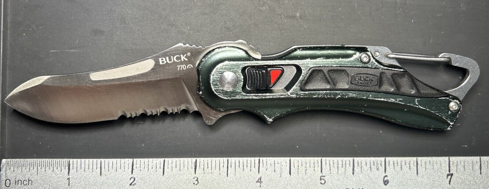 Buck 770 Flash Point Folding Knife Carabiner Bottle Opener 2013 VG USED