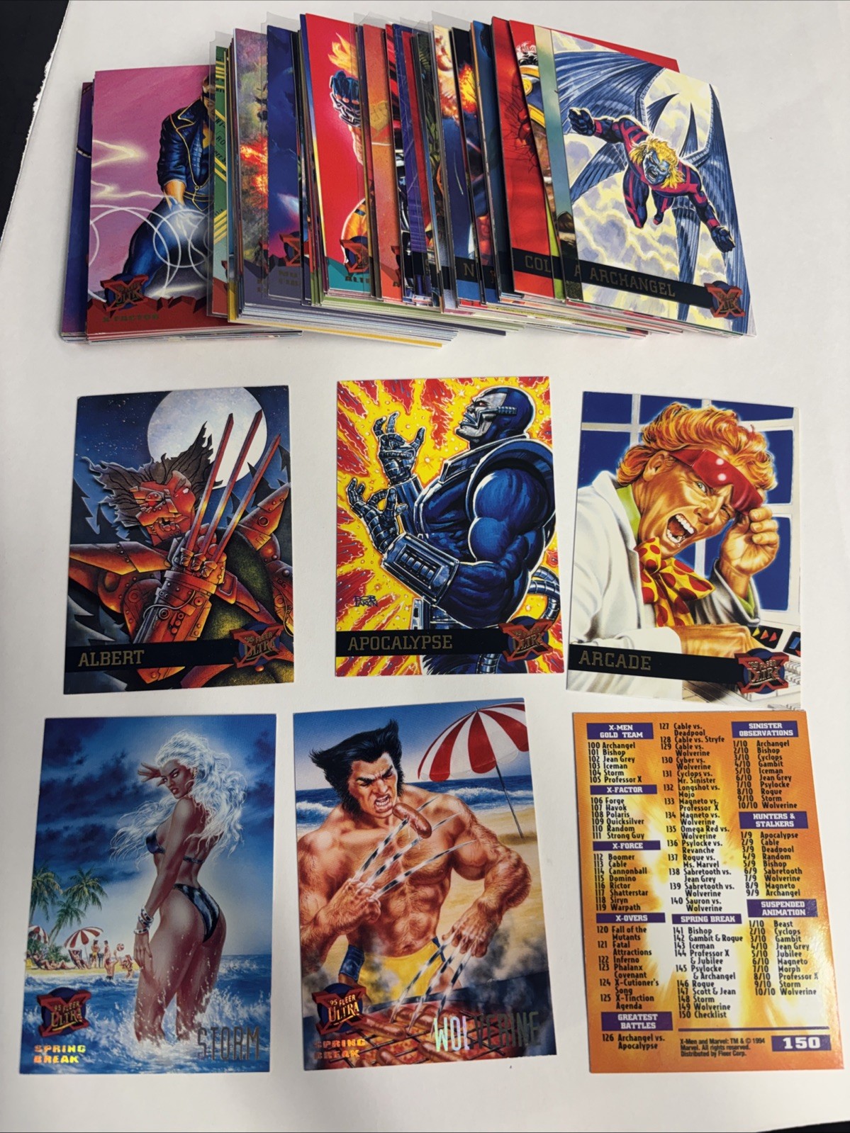 Vintage 1995 Fleer Ultra Marvel X-Men Cards 1-150 Complete Base Card Set
