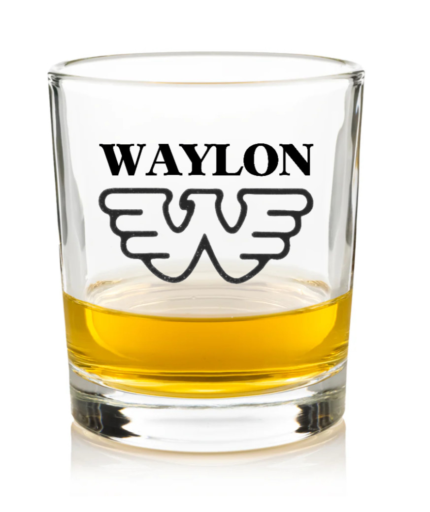 Waylon Jennings - Outlaw Country - 10oz Rocks Whiskey Bourbon Glass Handmade 26