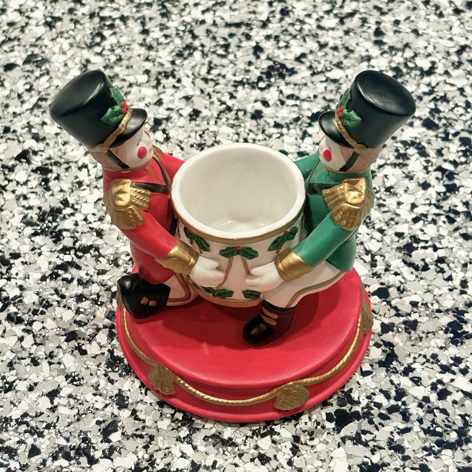 Partylite Christmas Toy Soldier Votive Candle Holder Drum Ceramic Toothpick Hold