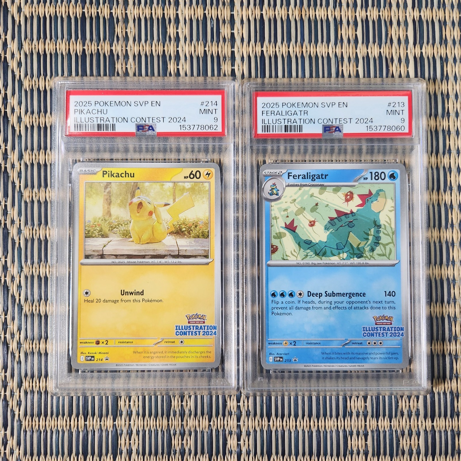 2025 Pokémon Illustration Contest Complete PSA 9 Pikachu/Feraligatr set
