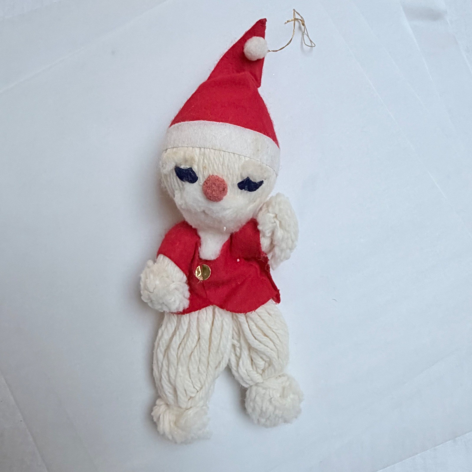 Vintage Christmas Yarn Doll Santa Ornament Red Felt Made in Japan Mid Century Vintage Christmas Yarn Doll Santa Ornament Red Felt Made in Japan Mid Century