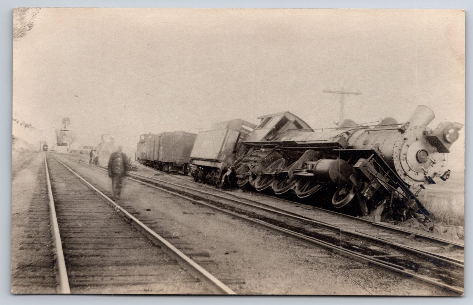 Train Wreck Derailment Steam Locomotive Freight Cars Railroad Real Photo RPPC Train Wreck Derailment Steam Locomotive Freight Cars Railroad Real Photo RPPC