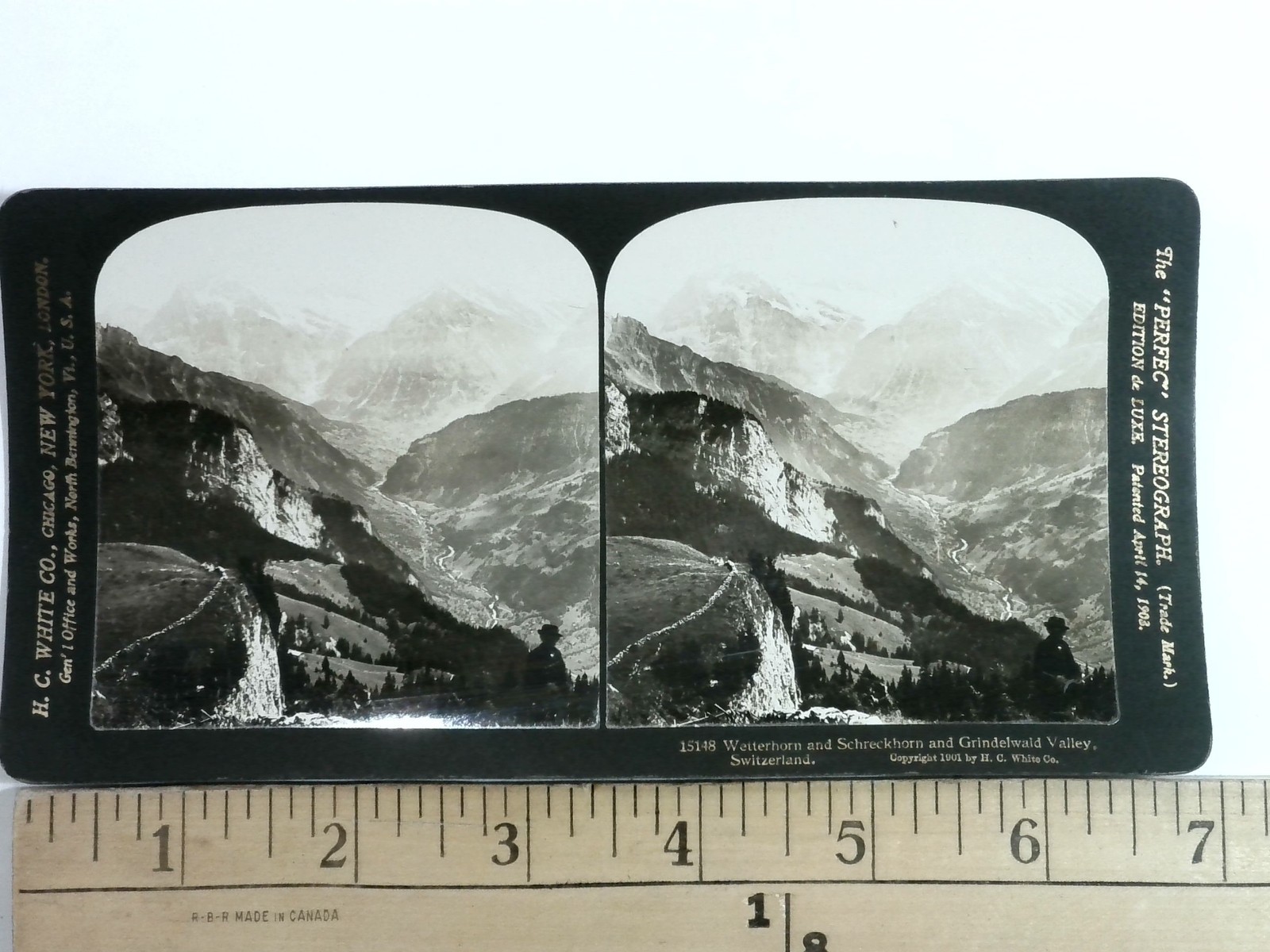 Wetterhorn Schreckhorn Stereoview H.C. White Co. 1901 Switzerland Alps