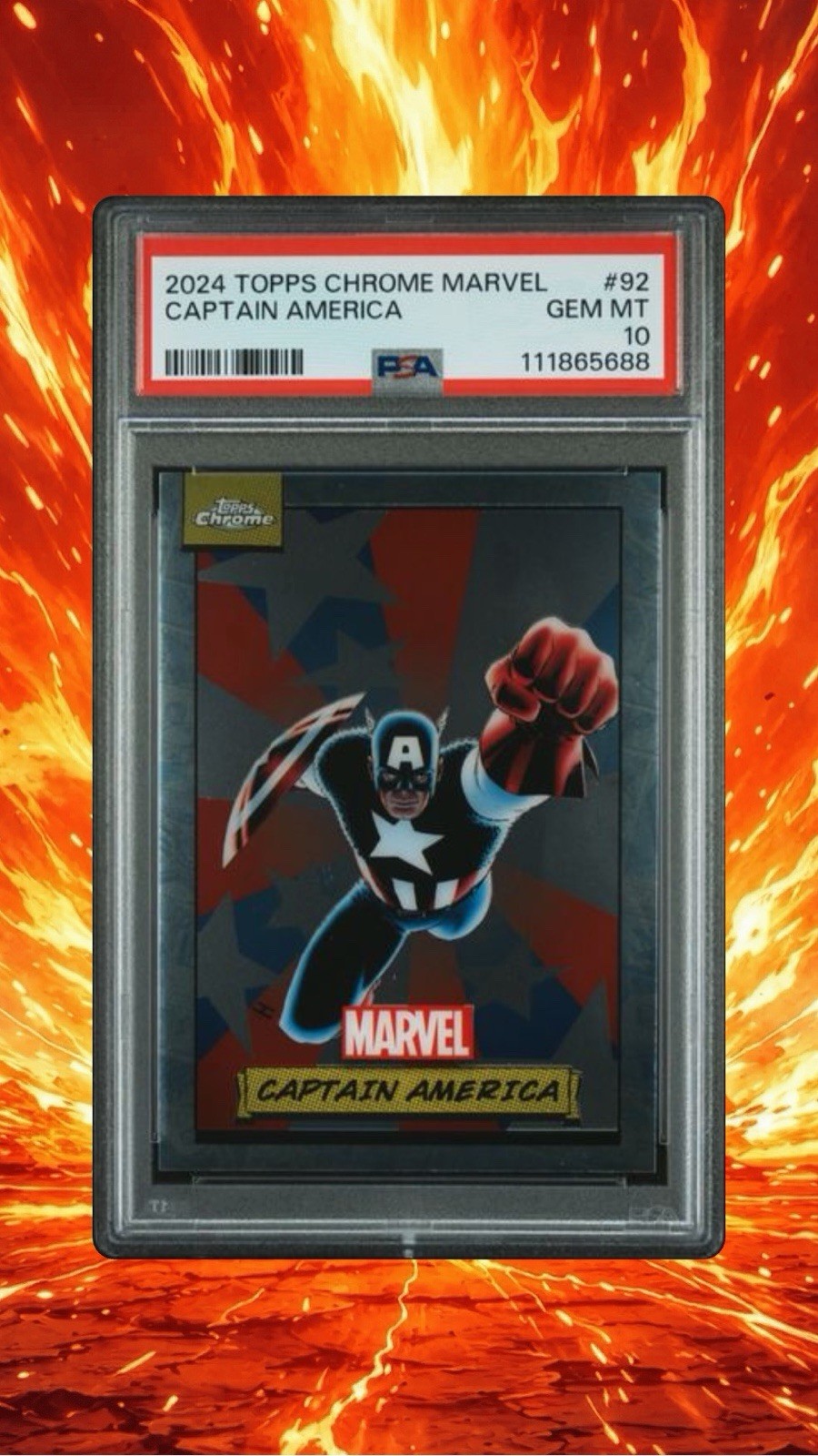 Topps 2024 Topps Chrome Marvel Captain America #92 Base Set PSA 10 Topps 2024 Topps Chrome Marvel Captain America #92 Base Set PSA 10