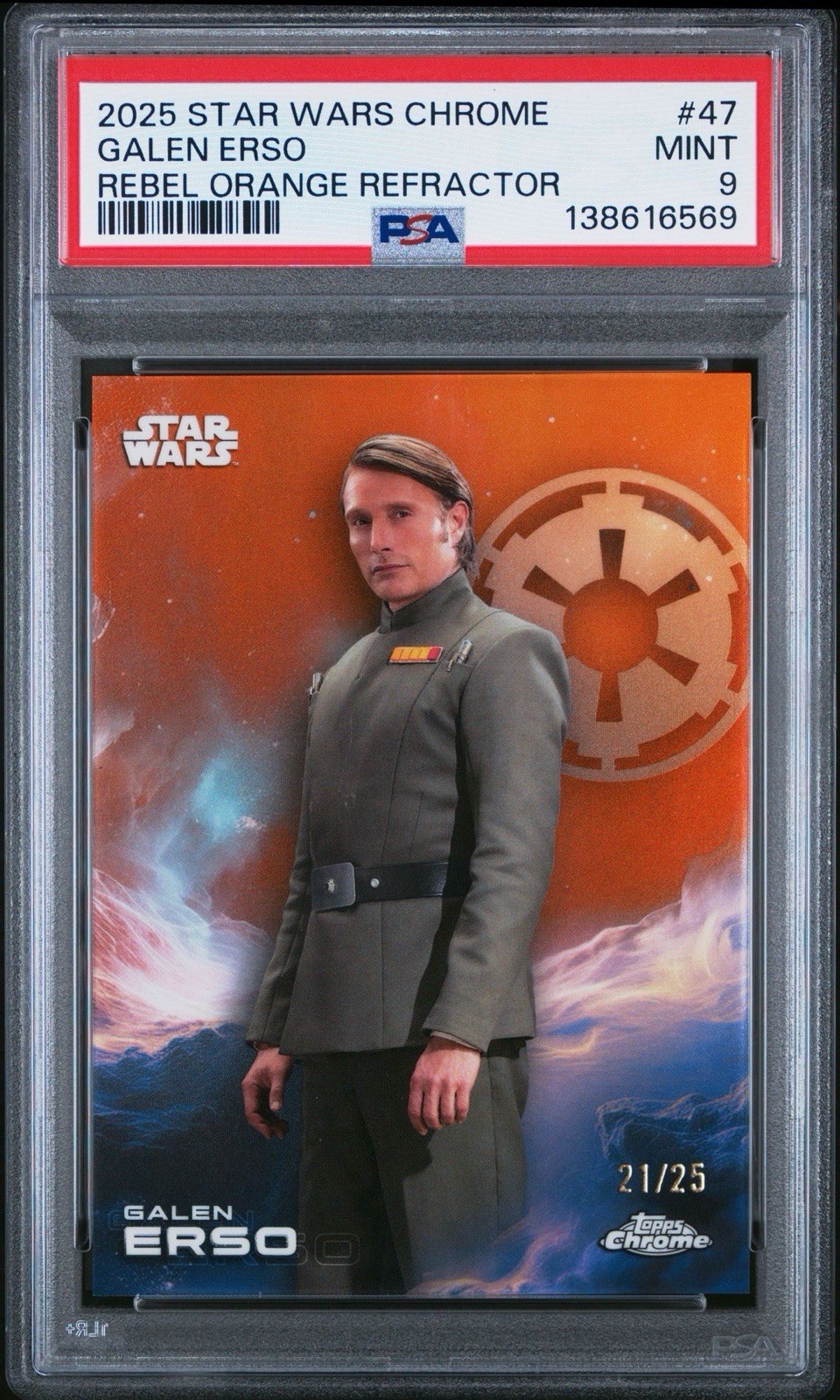 2025 Topps Chrome Star Wars Galen Erso Rebel Orange /25 PSA 9 POP 1