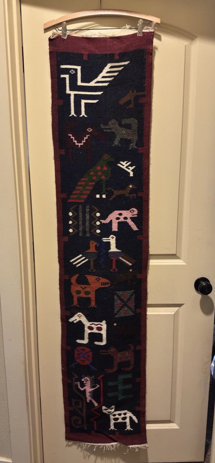 Vintage South American Folk Art Tapestry, Handwoven, Ecuadorian, 66\