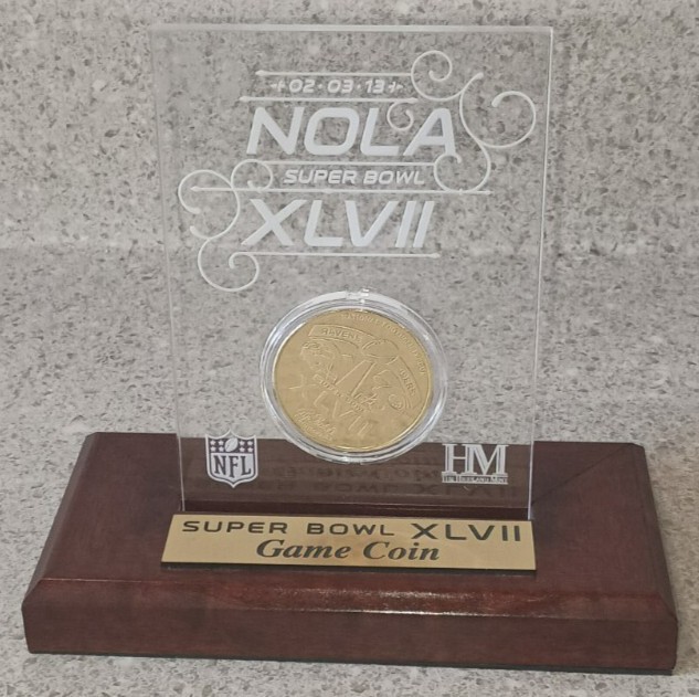 Super Bowl XLVII 24k Gold Flashed Game Coin Encapsulated W/ Stand # 232 Of 10000