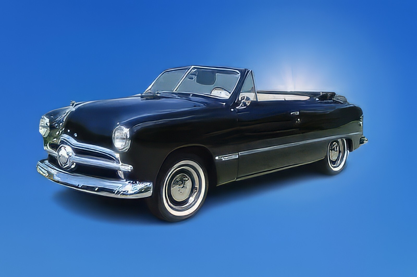 1949 Ford Tudor Convertible Car 13x19 Poster PhotoArt Style HQ PhotoStock Black