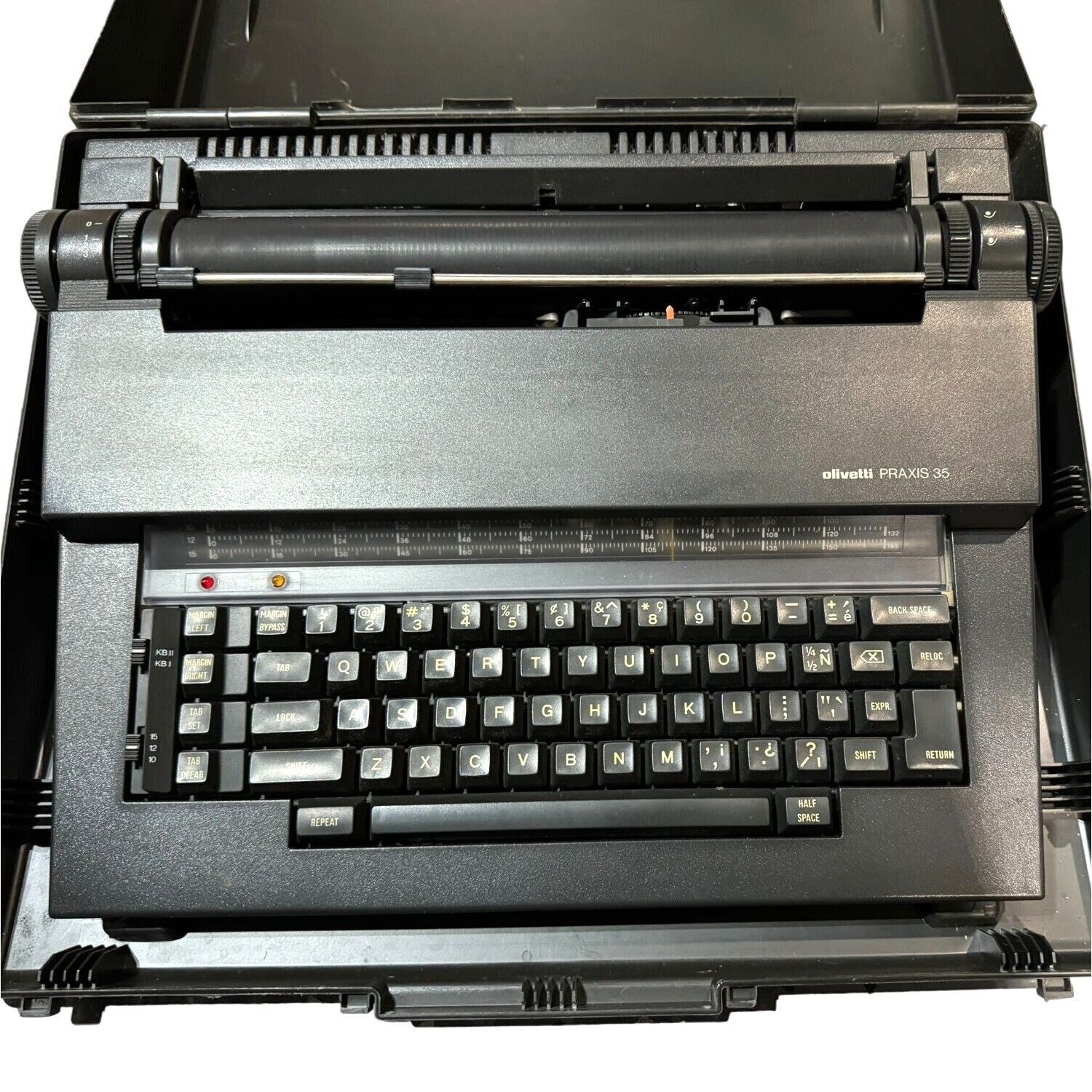 Timeless Elegance: Olivetti Praxis 35 Untested Manual Typewriter Gray, Hard Case