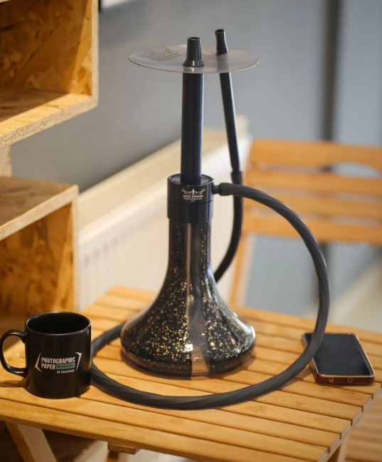 AlfeShisha Performance Epoxi Hookah Black, Glass Shisha, Portable Glass Vase
