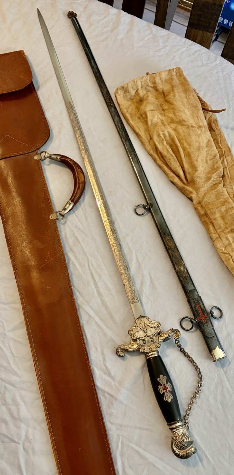 Antique Vintage Masonic Knights Templar Calvary Commandery #13 Sword & Scabbard Antique Vintage Masonic Knights Templar Calvary Commandery #13 Sword & Scabbard