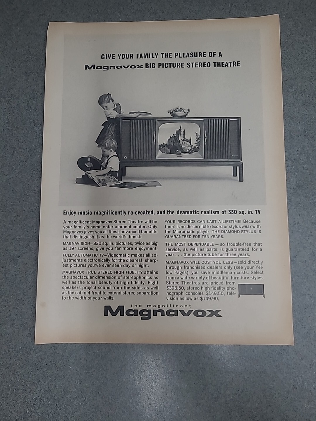 Magnavox Big Picture Stereo Theatre Print Ad 1963 8x11 Great To Frame 